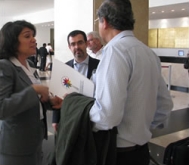 BECC General Manager Maria Elena Giner with Secretary of the Environment and Natural Resources Juan Rafael Elvira.