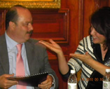 Friendly dialogue between the Governor of Chihuahua, Cesar Duarte and the General Manager, Maria Elena Giner